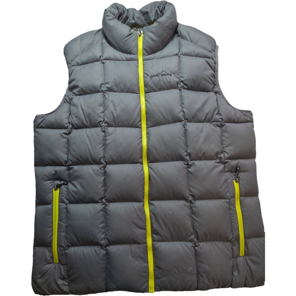 Eddie Bauer Puffer Vest Mens XL Gray Nylon Down Gorpcore EUC